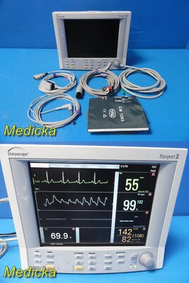 Datascope Passport II Colored (NBP SpO2 EKG Temp/Print) Monitor W/ Leads ~37203