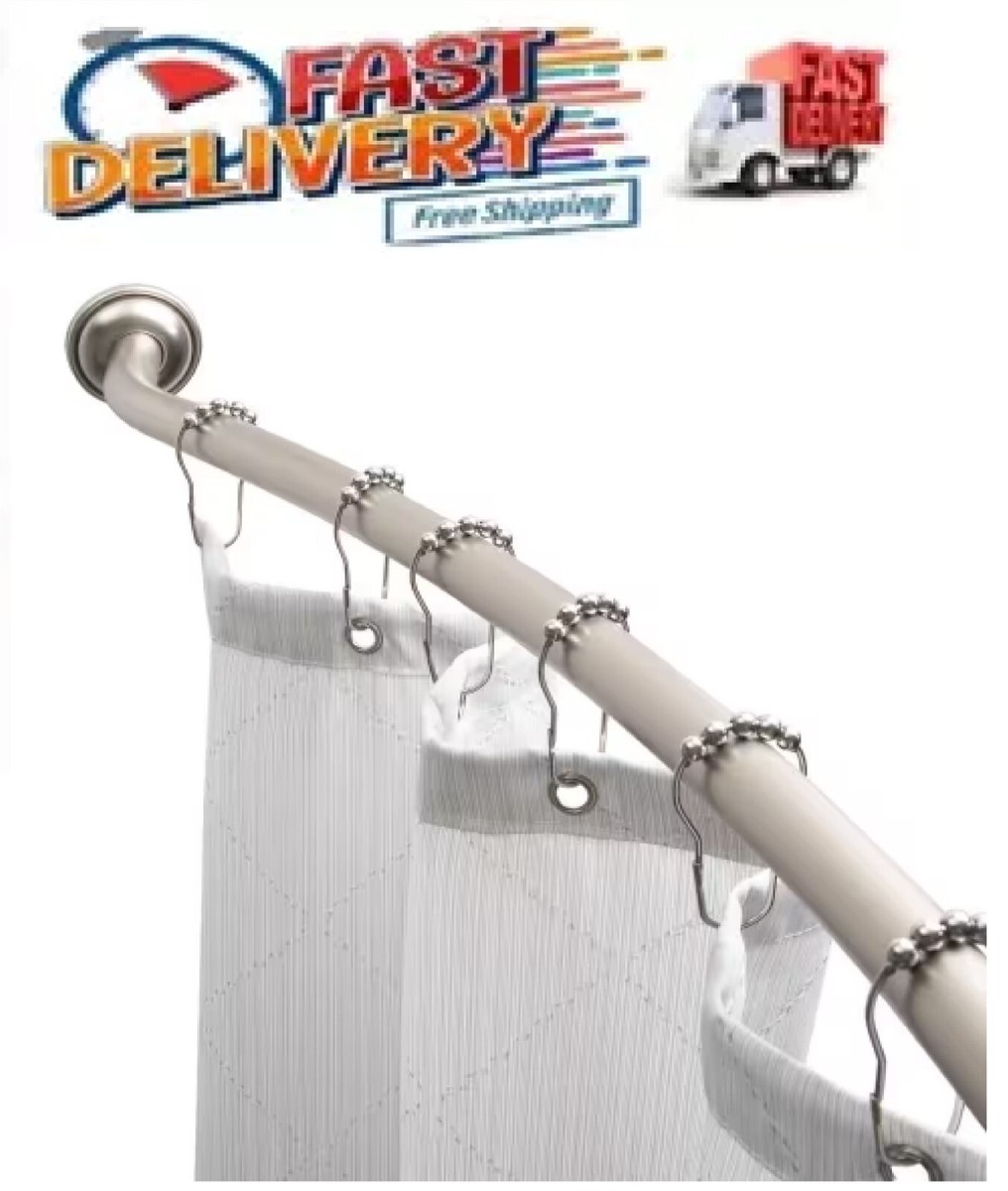 Curved Wall Mounted Shower Curtain Rod in Satin Nickel Adjustable