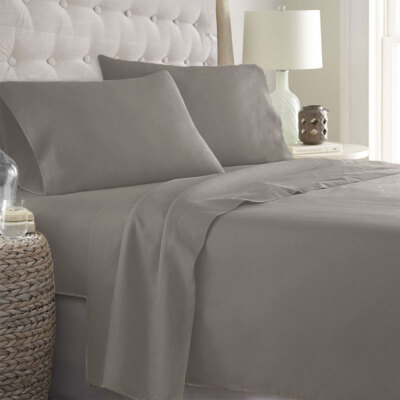 Bettlaken Für Doppelbett 2 Plätze Aus Baumwolle Preziosa Perlier 6 Taupe