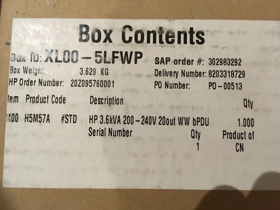 HP 3.6kVA 200-240 Volt 20 Outlet WW Basic Power Distribution Unit H5M57A - Image 4 of 4