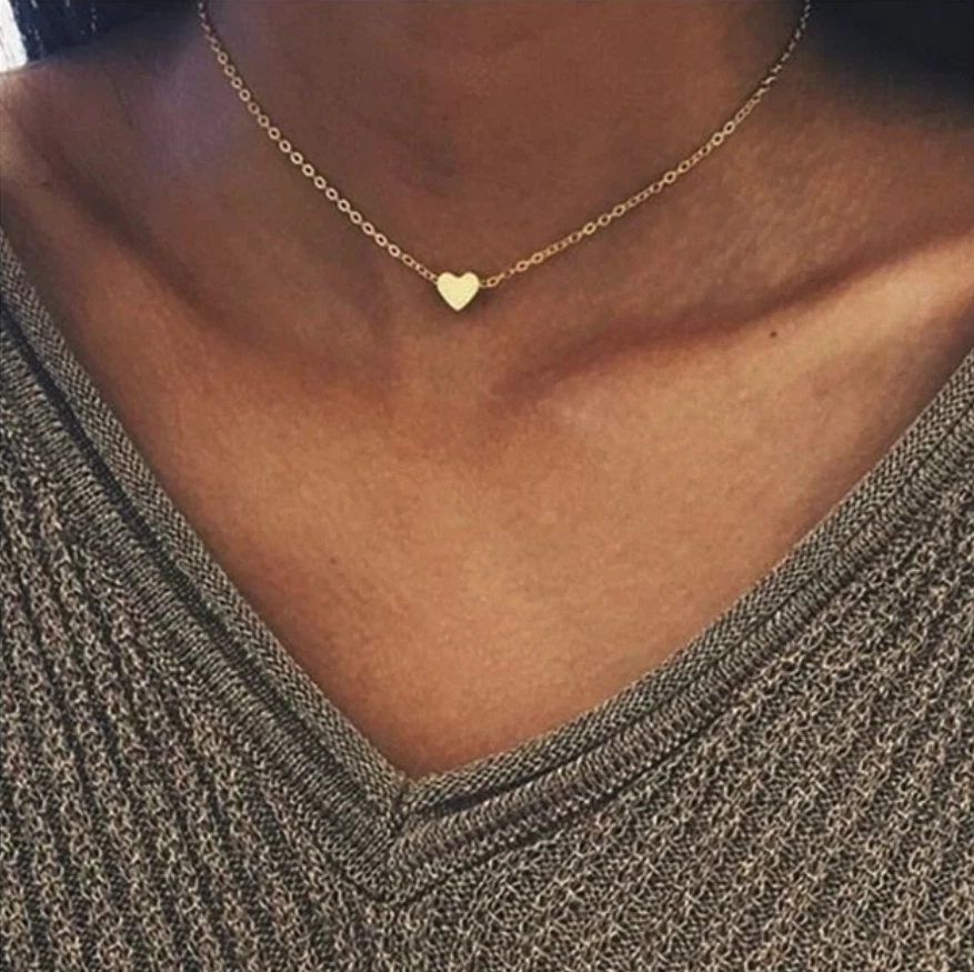 Small heart choker necklace clearance