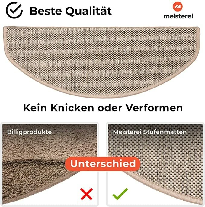 Stufenmatte Sabang | Sisaloptik | Halbrund oder Eckig Treppenmatte Treppentepich - Bild 2 von 4