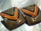 Retro Very Coool Enamel Large Square XX Fun Vintage 80's Pierced Earrings 771D0