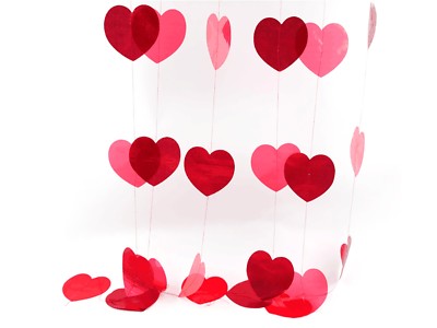 Valentine's Day Heart Garland, PREASSEMBLED, Strands, 30 Feet