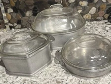 Guardian Ware Set 3 Casserole Cookware Pans w Glass Lids Vtg & 3 No Lids