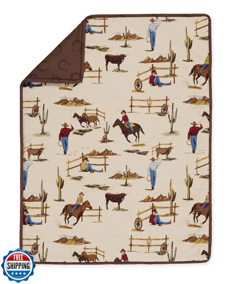 Sweet Jojo Designs Marrón Vaquero Occidental Niño Bebé Mini Cuna Juego de Ropa de Cama Infantil Foto 3 de 4