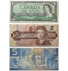 Trio of Canada Banknotes - 1954 Two Dollar, 1986 One Dollar & 2002 Five Dollar