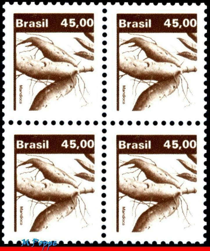 1673 BRAZIL 1983 - ECONOMIC RESOURCES, MANDIOCA, PLANTS, RHM 617, BLOCK MNH