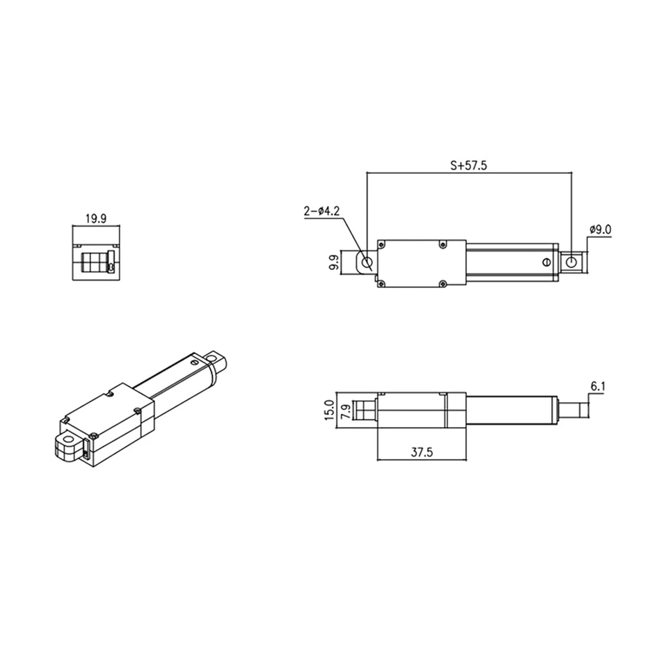 Attuatore Lineare 12V DC 100Mm Corsa Di Sollevamento 20/50/170/150N Motore Attua - Immagine 3 di 4