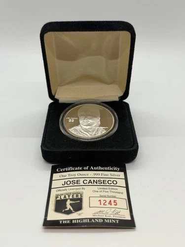 Jose Canseco MLB Baseball One Troy Ounce .999 Fine Silver Round /5,000