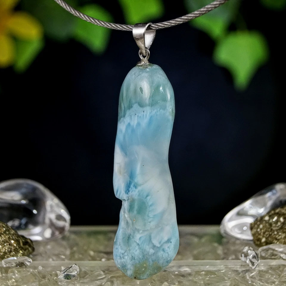 XL Larimar Anhänger Silber 925 Öse 52 mm 44,4 ct Dominikanische Republik - Bild 2 von 4