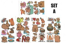 5 cute capybara temporary tattoos - set A or B - free shipping