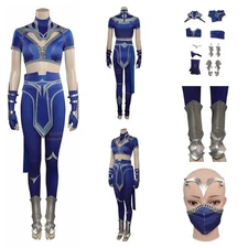 Game Kitana Cosplay Costume Halloween  Kitana Top Pants Mask Gloves FullSuit