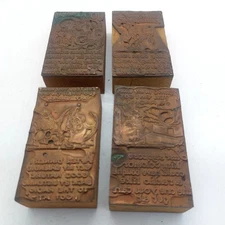 Lot Of 4 Vintage Radip Themed Letter Press Printing Blocks