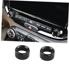 2-Piece Aluminum Alloy Radio Button Volume Control Rotating Trim Cover &mdash; BLACK