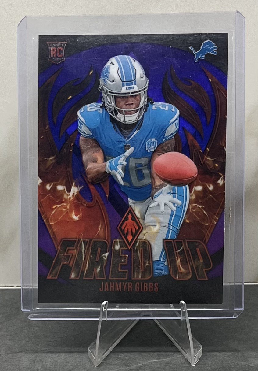 2023 Panini Phoenix Jahmyr Gibbs Rookie Fired Up Purple /99 (RC) MINT 🔥 Lions