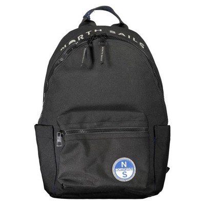 North Sails Black Polyester Men Backpack 100% Authentic