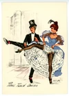 French Cancan PARIS France 1950-60s JANICOTTE Artist Signed Postcard no. 10