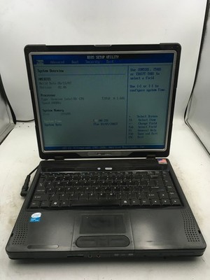 DURABOOK S14Y NOTEBOOK -BOOTS TO BIOS- INTEL CORE 2 DUO T2050 - 1GB RAM -READ-BB