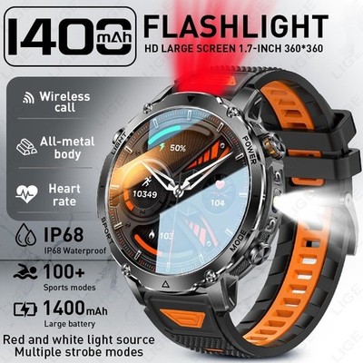 1400mAH Smart Watch Herren mit Telefonfunktion Fitness Schlaftracker Wasserdicht