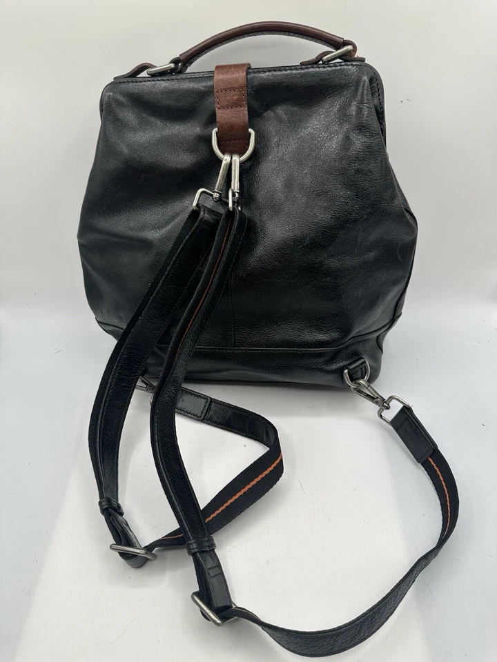 Mochila Springstep L’Artiste negra de cuero envejecido con adornos marrones Foto 2 de 4