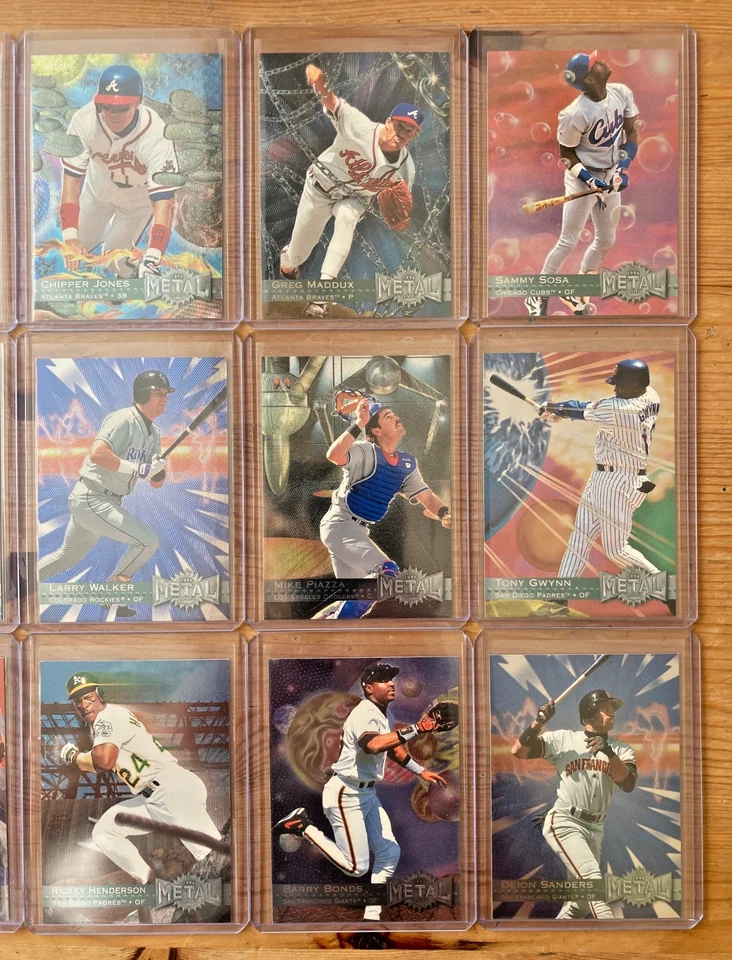 Hermoso juego completo de béisbol Metal Universe 1996 en fundas y estuches 1-250 Foto 2 de 3