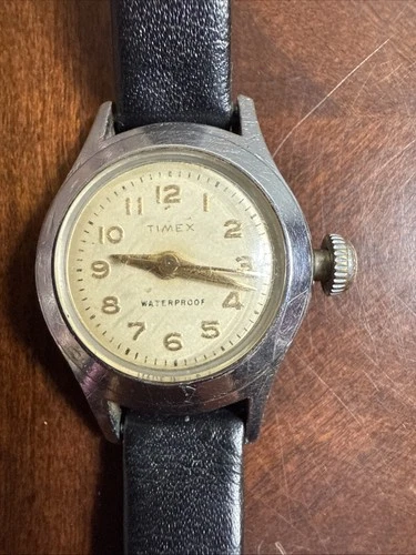 Vintage Timex Manual Wind Watch Waterproof Cream Dial U.S. Time Corp