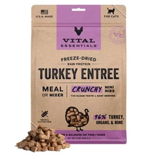Freeze-Dried Raw Turkey Meal or Mixer Cat Food Crunchy Nibs, 12 oz