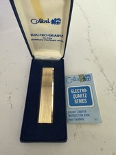 Vintage COLIBRI Pocket Lighter w/ Box ELECTRO-QUARTZ Japan Gold Tone