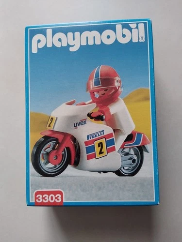 3303 PLAYMOBIL VINTAGE RACING: racing motorcycle / rider / Pirelli (MISB 2001)