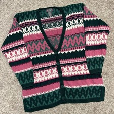 Vintage Paris Sport Club Cardigan Sweater Women Size Medium 90s Oversized