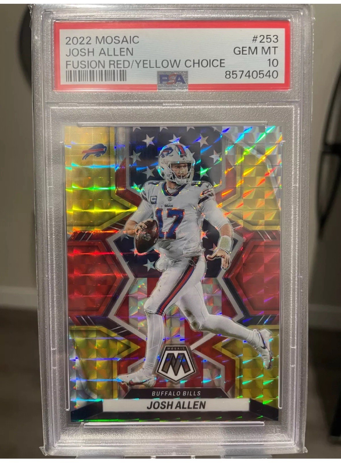 2022 Panini Mosaic Josh Allen Fusion Red Yellow Choice /80 #253 PSA 10 Gem Mint