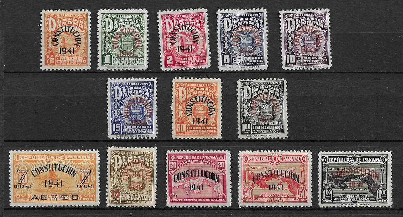 Panama 1941 New Constitution overprint set MLH