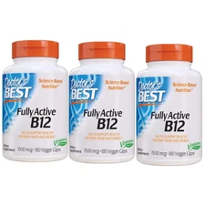 Doctor's Best Fully Active B12 (1500mcg) 180 vcaps (Pack of 3)