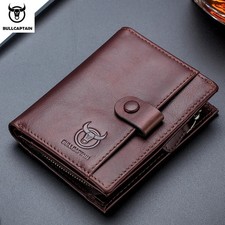 RFID Men's Wallet Leather Men's Coin Purse Zipper Wallet Card Coin W