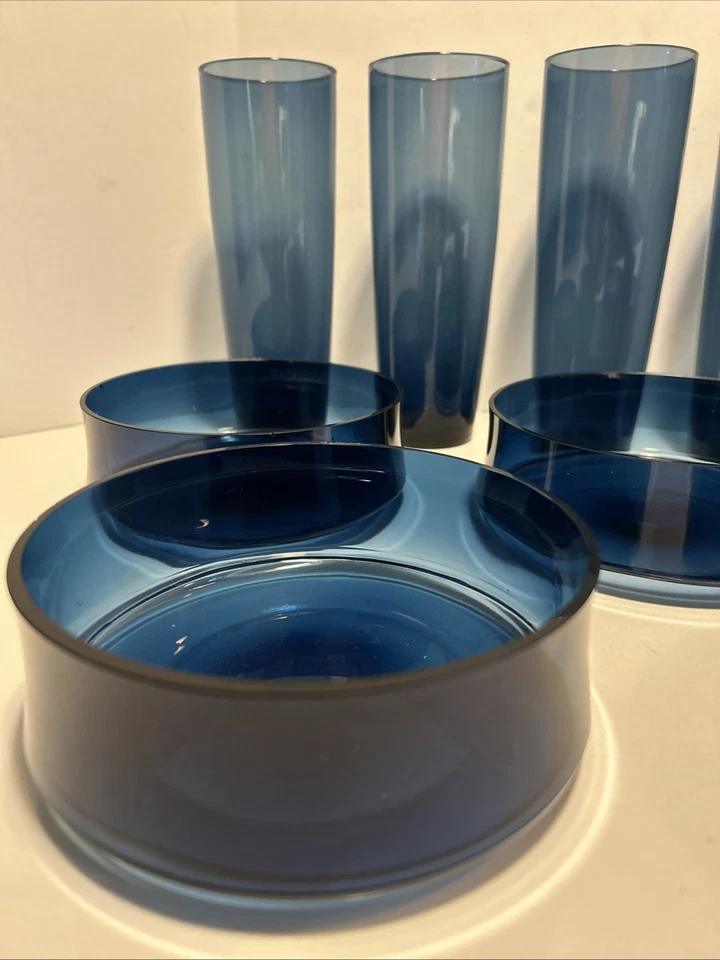 Gorgeous Vintage Iittala I-114 Cobalt Blue Glass Set - Timo Sarpaneva - MCM - Image 2 of 4