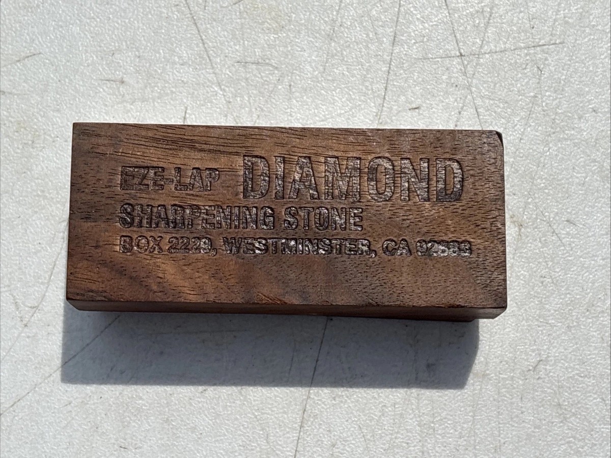Vintage Eze-Lap Diamond Sharpening Stone Original Wood Case 3-3/4
