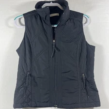 Coldwater Creek Vest Women's Size S (6-8)  Black with White Stitching Quilted