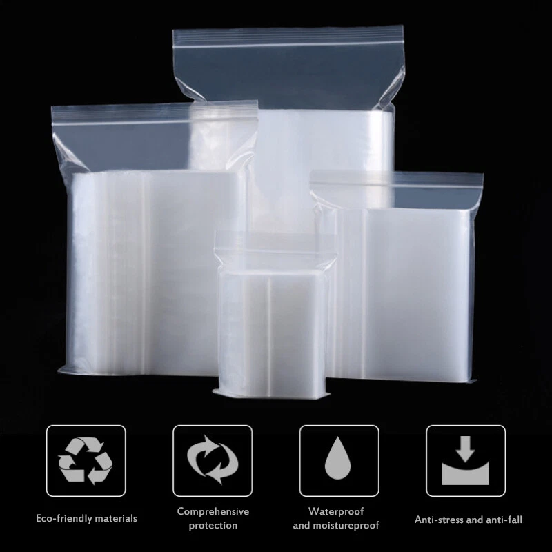 Clear Zip Seal Plastic Bags Jewelry Zipper Top Lock Reclosable Baggies 2 Mil 2ML - Image 3 of 4