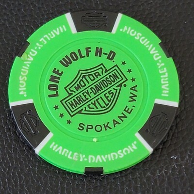 LONE WOLF HD - WASHINGTON (Neon Green/Black w/Willie G stamp) Harley Poker Chip