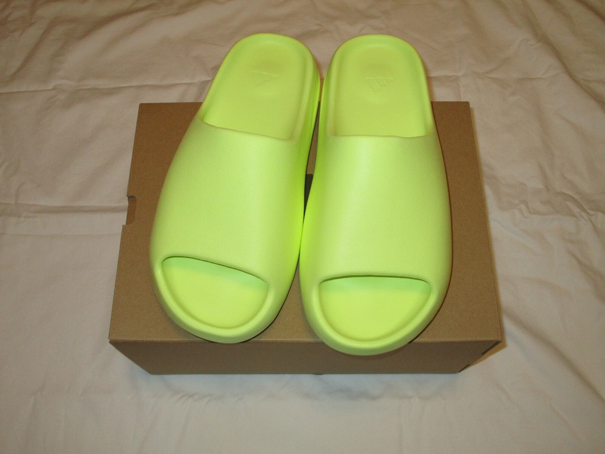 Adidas Yeezy YZY Slide Exclusive Glow Green HQ6447 US Men's Adidas Yeezy YZY Slide Exclusive Glow Green HQ6447 US Men's
