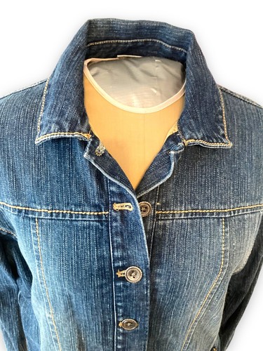 Chico's Denim Jacket berkshire Dalton Indigo Blue Womens Sz 1 w Pockets NEW NWT - Picture 4 of 13