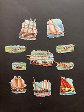 Sailing ships rowing canoes small scraps