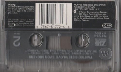 Twisted Sister 'Love Is For Suckers' Cassette Album (1987) - Picture 2 of 2
