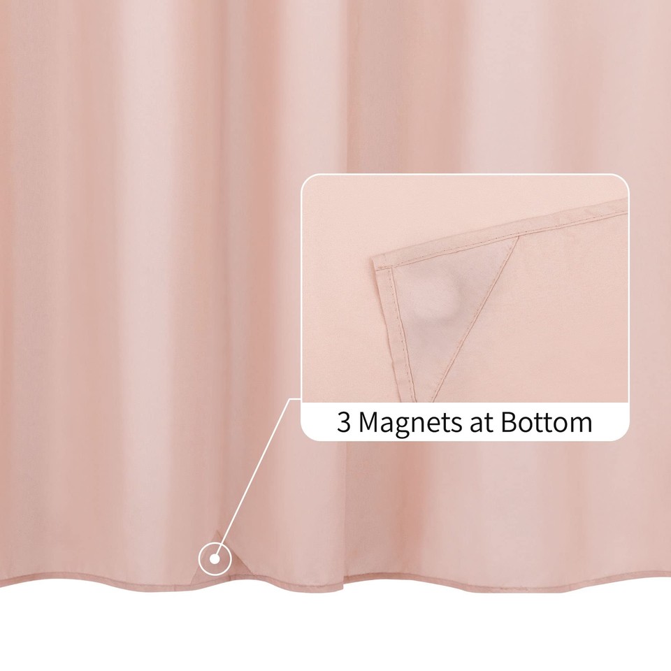 Pink Shower Curtain Liner Fabric with 3 Waterproof Soft Hotel