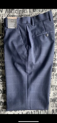 Men's M\u0026S Suit Trousers Navy Blue Checked Skinny Fit W28 L31 | eBay UK
