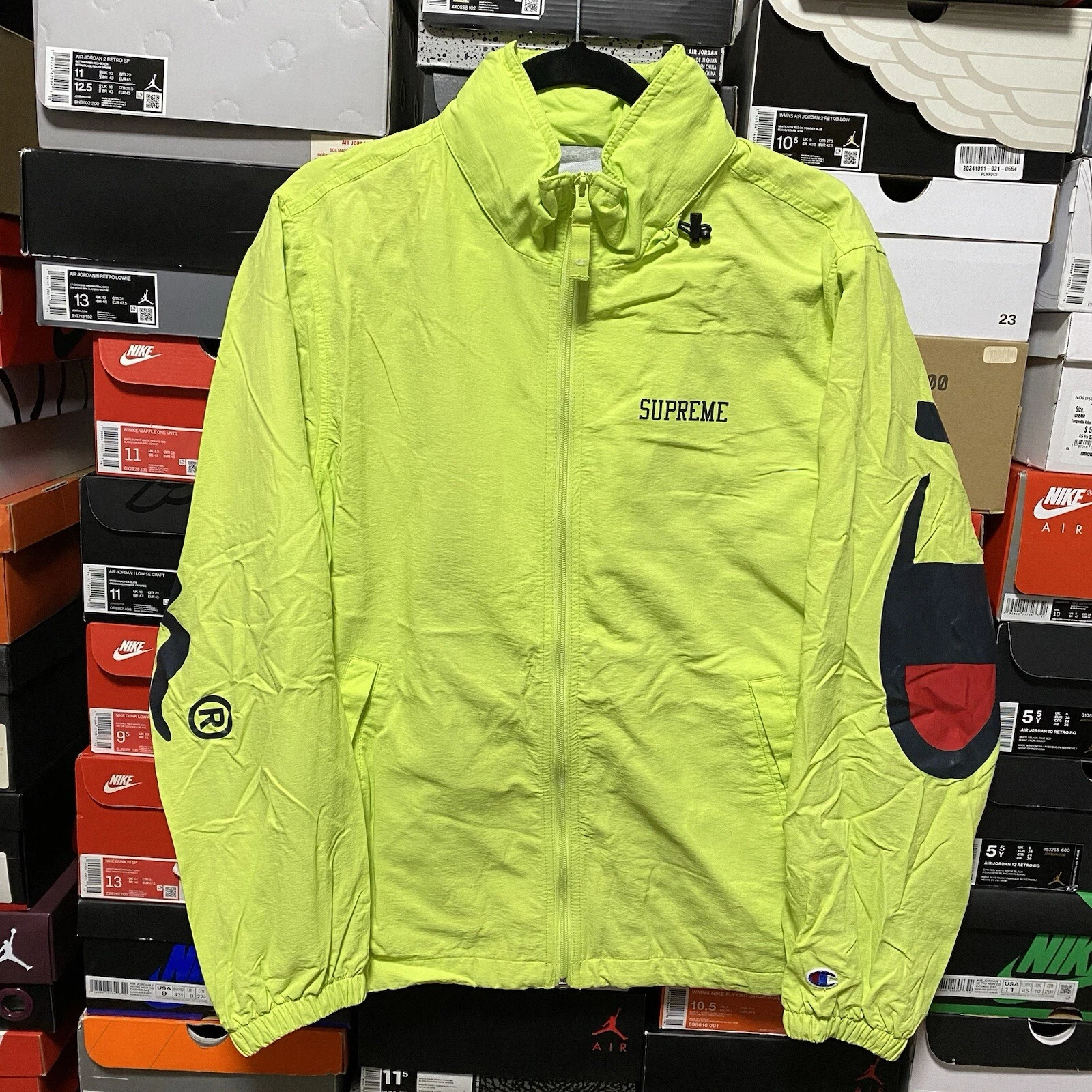 VESTE DE SURVÊTEMENT À CAPUCHE TAILLE MEDIUM   2018 SS18 SUPREME CHAMPION JAUNE FLUO