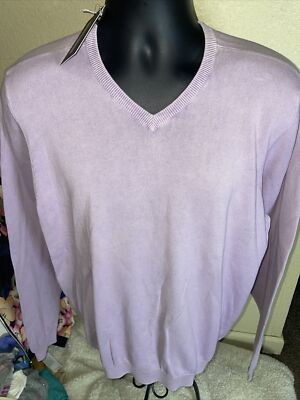 Lenor Romano Purple Sweater Long Sleeve NWT Size Medium 100% Cotton Men's 