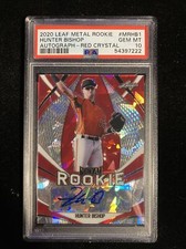 2020 Leaf Metal Rookie Hunter Bishop Red Crystal SP Auto 2/2 PSA 10 Gem Mint