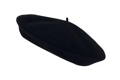 FIEBIG Baskenmütze BARETT schwarz reine Wolle BASIC bis Gr.63